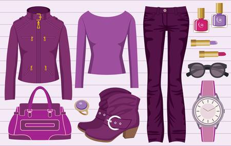 Fashion set with jeans and a jacketのイラスト素材