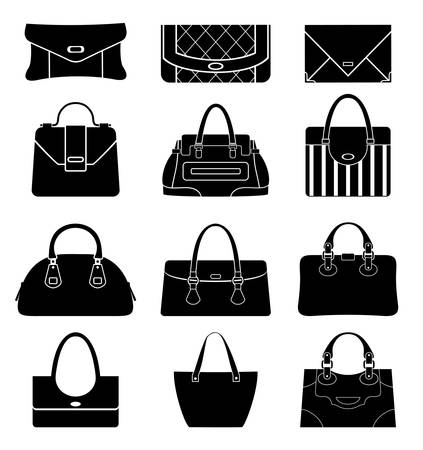 Black icons female bagsのイラスト素材