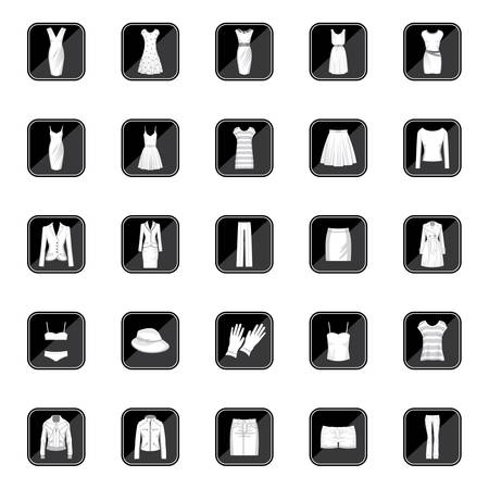Set of icons with different types of women s clothingのイラスト素材