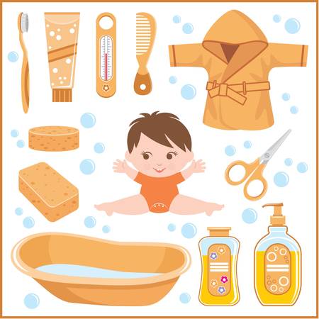 Set of children s things for bathingのイラスト素材