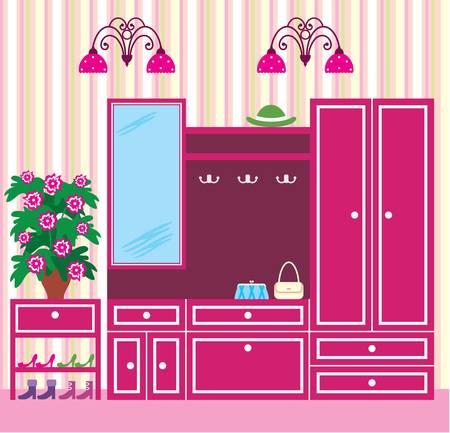 Image of interior closet in the hallway with accessories.のイラスト素材