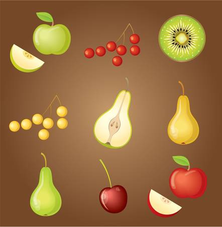 Set of fruit, gradient, transparencyのイラスト素材