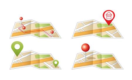 City map with GPS icons のイラスト素材