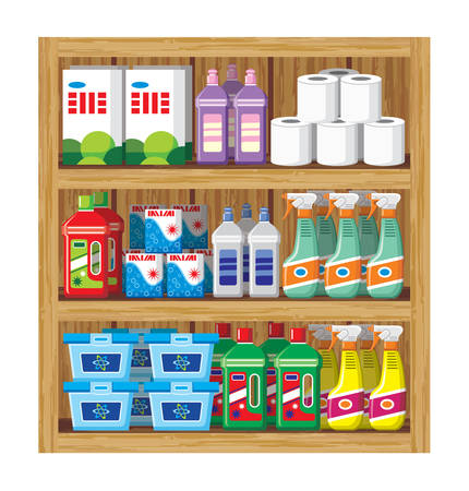 Shelfs with household chemicals. のイラスト素材