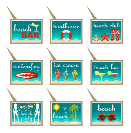 Set of beach map pointersのイラスト素材