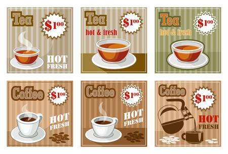 Set of coffee and tea menu card. vector illustrationのイラスト素材