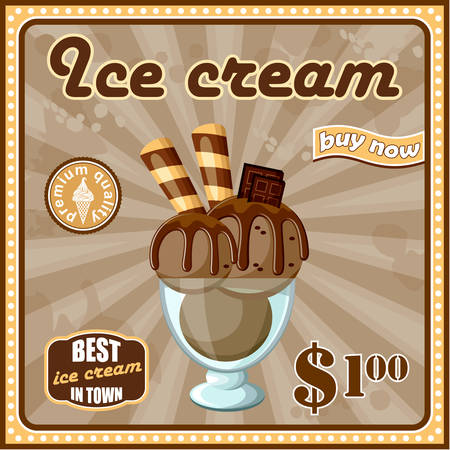 Vintage ice cream posterのイラスト素材