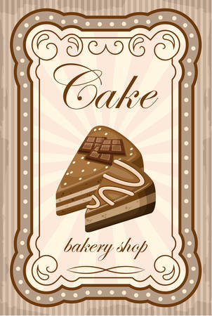 Picture of a vintage poster with a cake.のイラスト素材