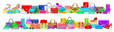 Image of a fashion banner with bags and shoes. のイラスト素材