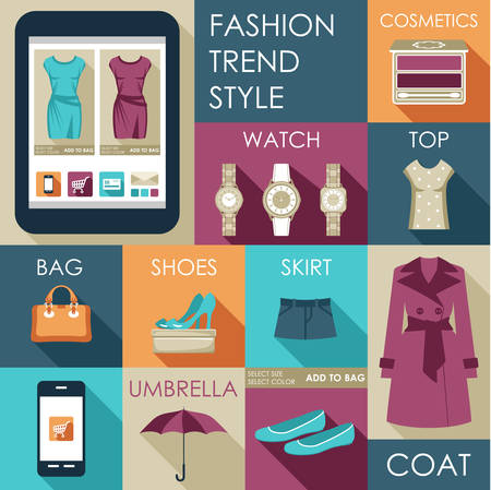 Set of flat design fashion icon のイラスト素材