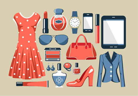 Fashion set in a style flat designのイラスト素材