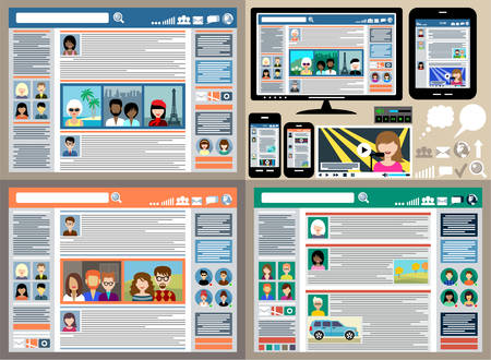 The concept of social networks, blogs and online communication.のイラスト素材