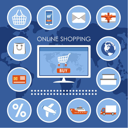 Internet shopping, e-commerce, online shopping set.  Vector illustrationのイラスト素材