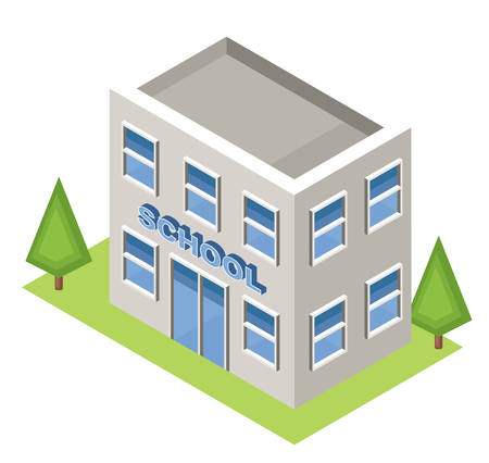 Isometric school on a white background. Isolated. Vector illustration.のイラスト素材