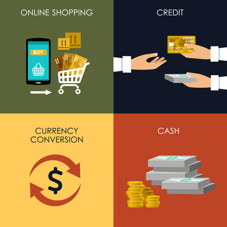 Banking set icons in style flat design. Transactions. Vector illustrationのイラスト素材