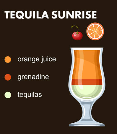 Cocktail infographics on the dark backgroundのイラスト素材