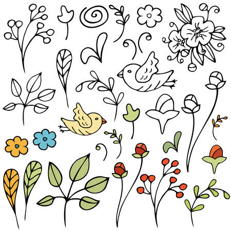 Hand drawn floral set. Isolated. Vectorのイラスト素材