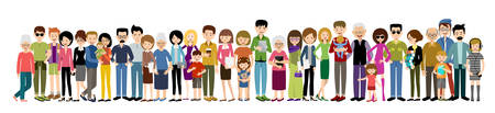 Big banner of people. Adults and children. Men and women. Vectorのイラスト素材