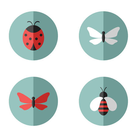 Insects vector round icons set. Vectorのイラスト素材