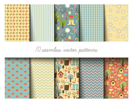 Seamless garden pattern. Digital paper. Srapbook background. Vectorのイラスト素材