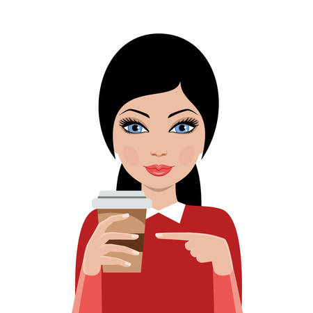 Woman from coffee on a white background. Coffee break. Vectorのイラスト素材