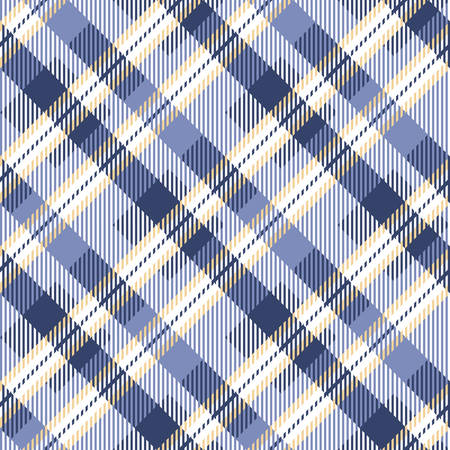 Tartan seamless vector patterns in blue-yellow colorsのイラスト素材