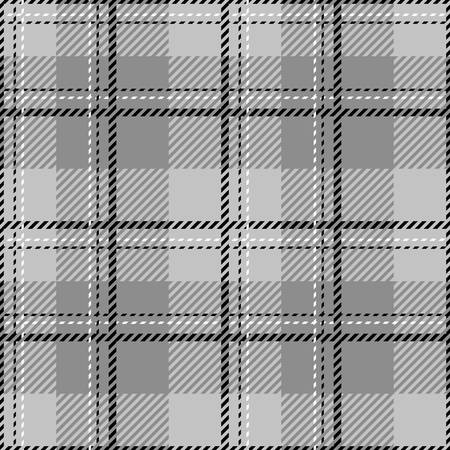 Tartan seamless vector patterns in black-and-white colorsのイラスト素材