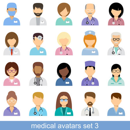 Medical avatars, team of doctors. Vectorのイラスト素材
