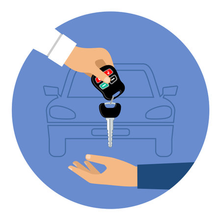 Car rental round blue icon. Vector illustrationのイラスト素材