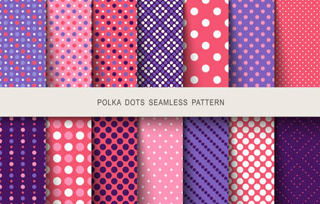 Seamless patterns polka dots set. Vector illustrationのイラスト素材