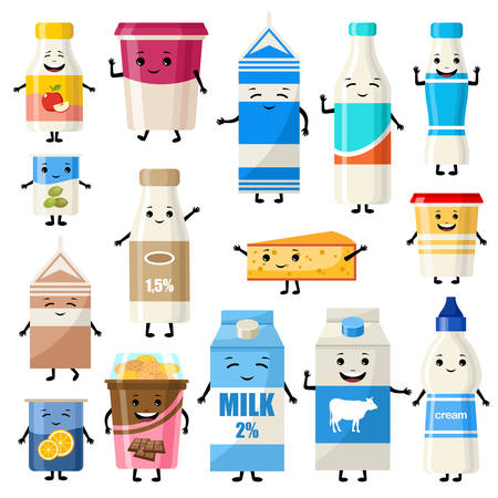 Set of dairy charactersのイラスト素材