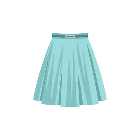 Blue skirt isolated on a white background. Fashion women clothes. Vector flat illustration.のイラスト素材