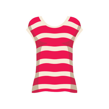 Striped T-shirt isolated on a white background. Fashion women clothes. Vector flat illustration.のイラスト素材