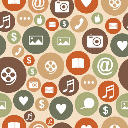 Seamless pattern of social network and mobile application icons. Vector illustrationのイラスト素材