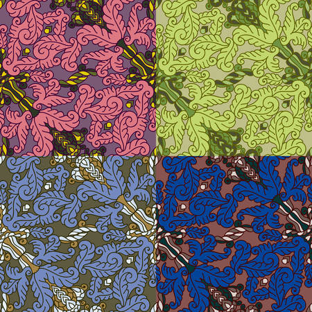 Set of four colorful seamless patterns  のイラスト素材