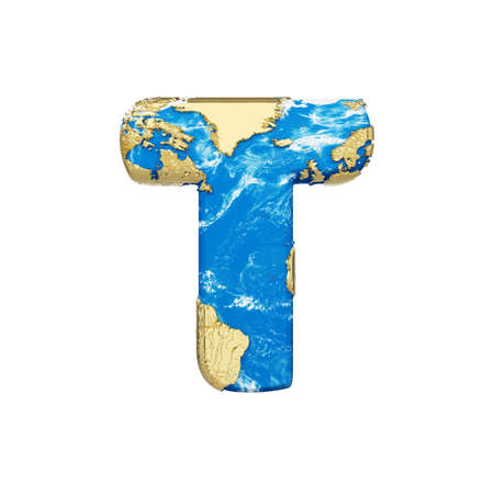 World earth globe alphabet letter T uppercase.の写真素材