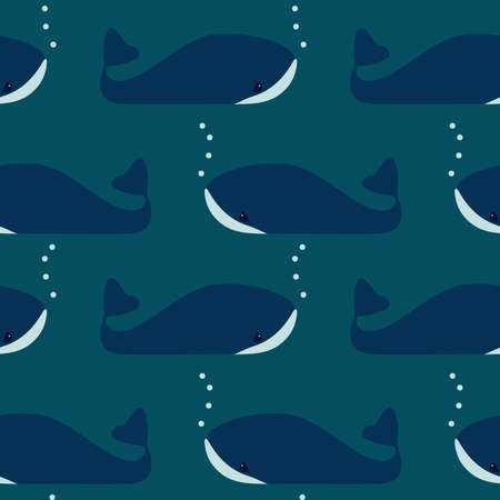 vector seamless pattern on the marine theme. Sea plants and animals on a blue background. Suitable for fabrics, textiles, wallpapers, posters, backgroundsのイラスト素材