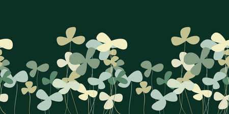 st patrick's day seamless border. Clover leaves on green background