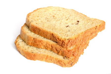 three slices of bread on a white background