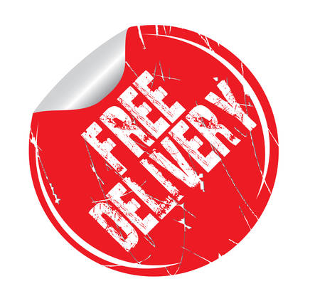 grunge sticker "free delivery" on white, vector illustrationのイラスト素材