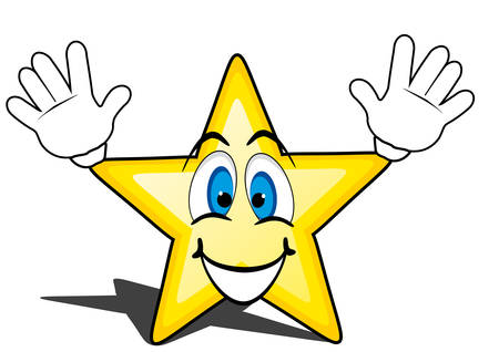 glossy cartoon star with smiley face, emoticonのイラスト素材