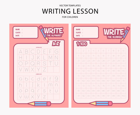 Write lesson alphabet template designのイラスト素材