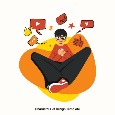 Simple flat design character vector illustrationのイラスト素材