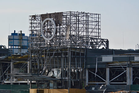 Ruins of a Retroville shopping center are seen following the Russian shelling attack. Retroville...