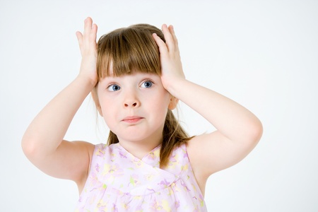 Portrait of funny lovely little girlの写真素材