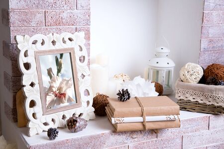 Christmas fireplaceの写真素材