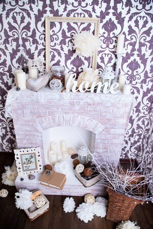 Christmas fireplaceの写真素材