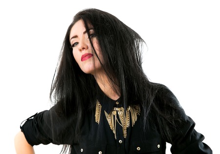 Beautiful Brunette Girl. Healthy Long Hairの写真素材