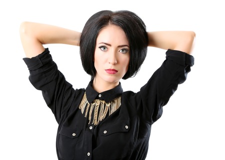 Beautiful Brunette Girl. Healthy Long Hairの写真素材