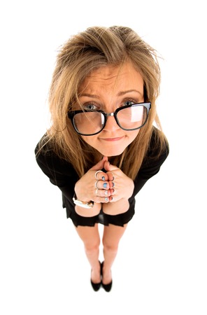 Young business woman looking upの写真素材